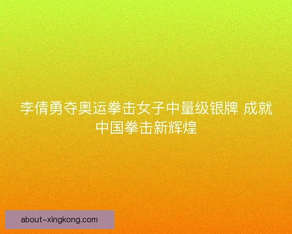 李倩勇夺奥运拳击女子中量级银牌 成就中国拳击新辉煌